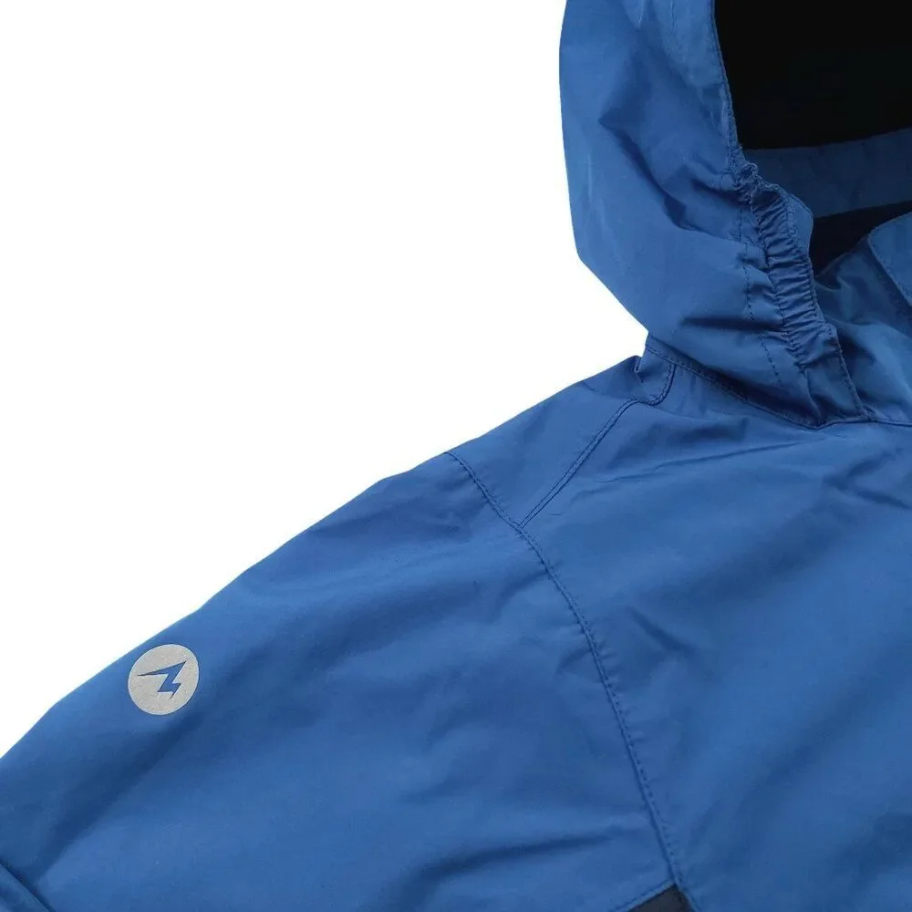 Marmot Jacket Kids Small Blue Softshell Hooded Full Zip Snap Outdoor Travel